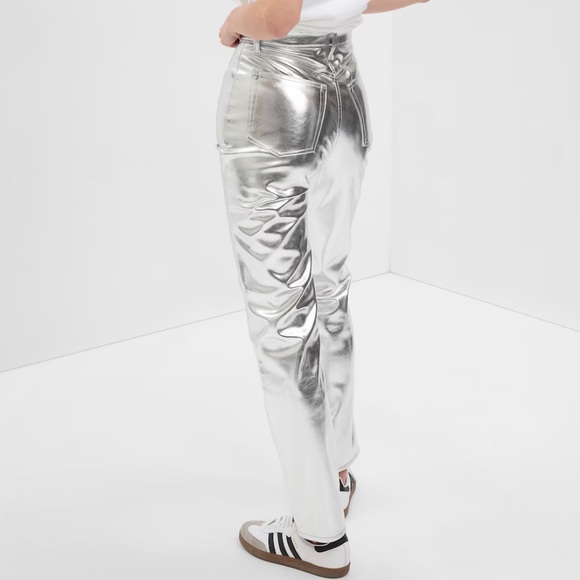 Gap High Rise Vegan Leather Cheeky Straight Pants - Picture 3 of 8